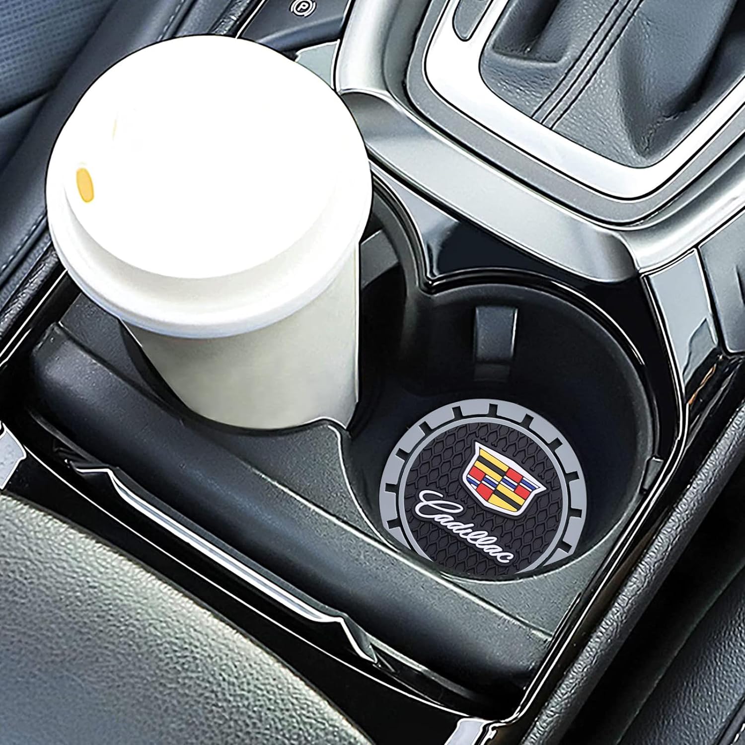 Car Cup Holder Coaster for Cadillac Escalade CT4 CT5 CT6 ATS CTS SRX XT5 Recessed Silicone Cup Holder Coaster Interior Accessories 2.75in 2Pieces