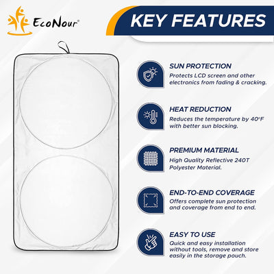 Kinglyday Car Sun Shade Windshield | Reflective Car Window Sun Shades for Ultimate Dashboard Protection | Foldable Car Interior Accessories for Sun Heat | Small (59 x 29 inches)