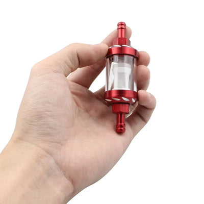 8mm CNC Aluminum Alloy Glass Motorcycle Gas Fuel Gasoline Oil Filter Universal Moto Accessories for ATV Dirt Pit Bike Motocross