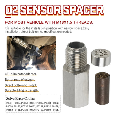 O2 Oxygen Sensor Curve Notched Nut Bung M18 X 1.5 304 Stainless Steel