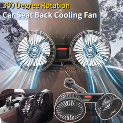 Car Seat Back Cooling Fan USB Charge Dual Head Fan 360 Degree Rotation Auto Headrest Ventilation Fan Neck Cooler - KinglyDay