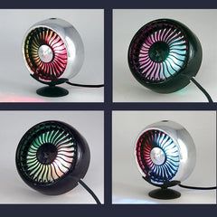 Mini Car USB Fan Vent 3 Speed Built-in LED Light with Cable Cooling Fan Creative Interior Supplies - KinglyDay