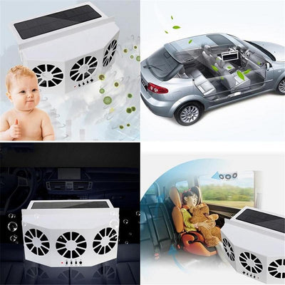 Car Fan Ventilation Solar Car Three Hood Auto Exhaust Fan Radiator Solar Car Desuperheater Powerful Power-White Air Cooler Mini - KinglyDay