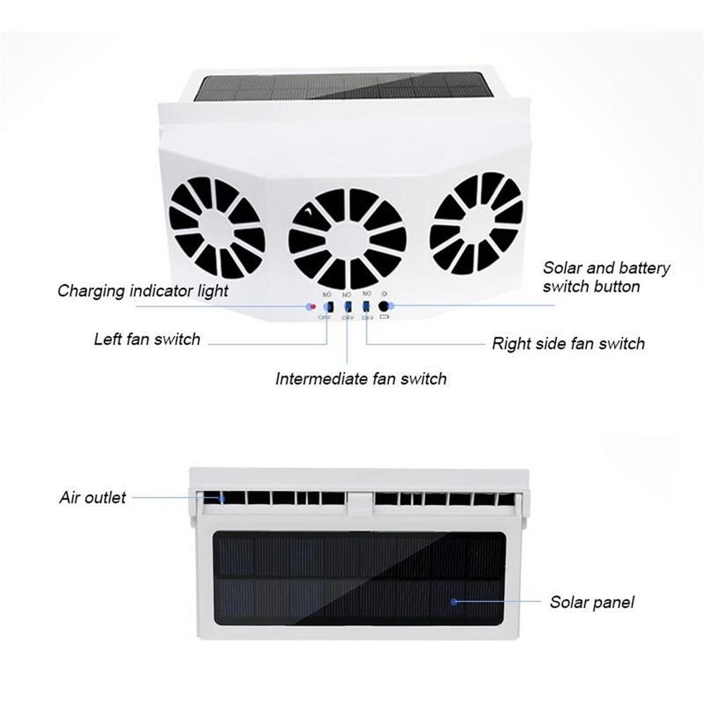 Car Fan Ventilation Solar Car Three Hood Auto Exhaust Fan Radiator Solar Car Desuperheater Powerful Power-White Air Cooler Mini - KinglyDay