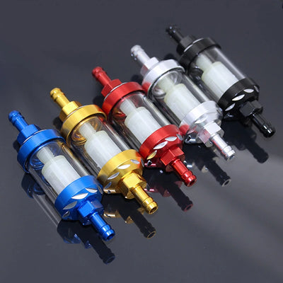 8mm CNC Aluminum Alloy Glass Motorcycle Gas Fuel Gasoline Oil Filter Universal Moto Accessories for ATV Dirt Pit Bike Motocross