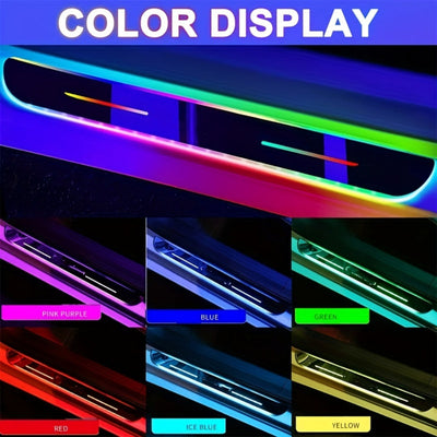 4pcs/set Wiring Free LED Car Door Sill Lights - RGB Car Pedal Pathway Light with USB Wireless Neon Welcome Courtesy Decorative Lights