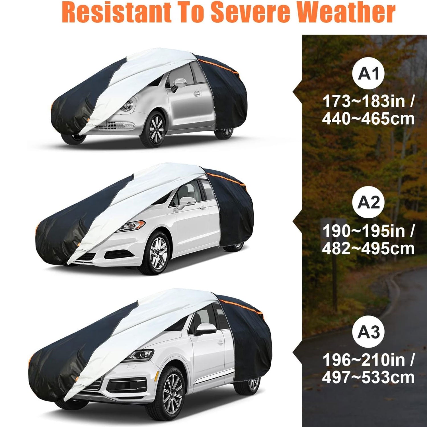 Kinglyday Hail Protector Car Covers for Automobiles, SUV Sedan Full Exterior Covers Cars with Door Shape Zipper Rain Waterproof All Weather, Seal Skin Car Tarp Universal Fit for Indoor Outdoor