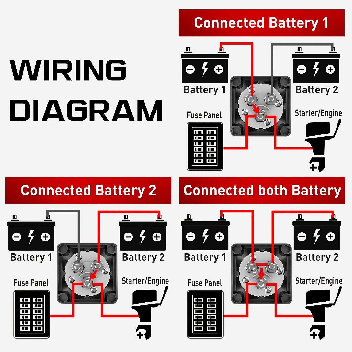 1-2-Both-Off Battery Switch, 12V-48V Battery Disconnect Master Cutoff Switch For Marine Boat Car RV ATV UTV Vehicle, 2 Years Warranty - KinglyDay