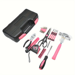 39/13pcs Household DIY Tool Kit for Women - Compact Mini Tool Box Set for Home, Office, and Vehicle Repairs