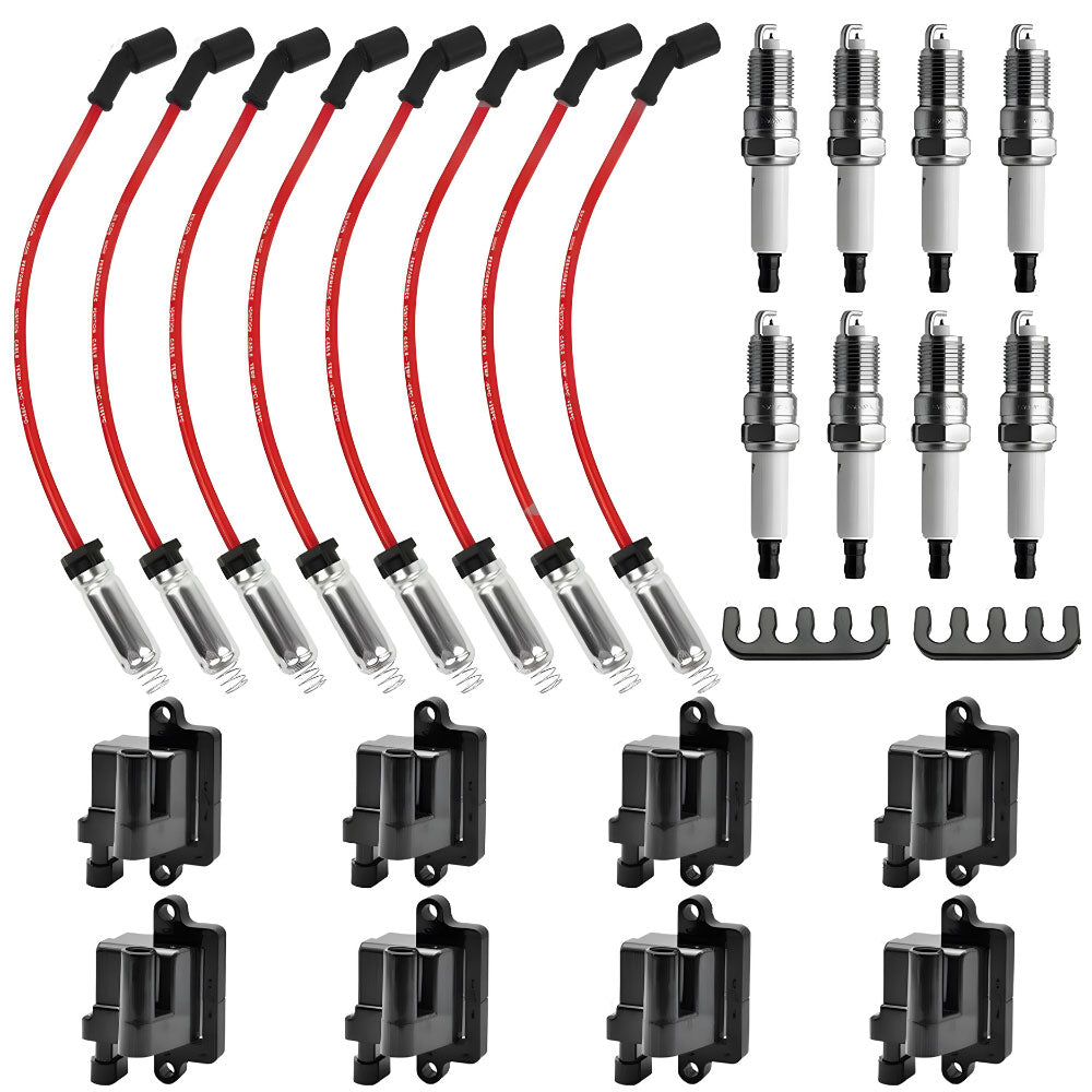 8 Pack Square Ignition Coil & Spark Plug Wire For Chevy GMC 4.8L 5.3L 6.0L 8.1L