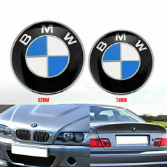 2X Front Hood Rear Trunk 82mm&74mm ORIGINAL BMW Badge Emblem 51148132375