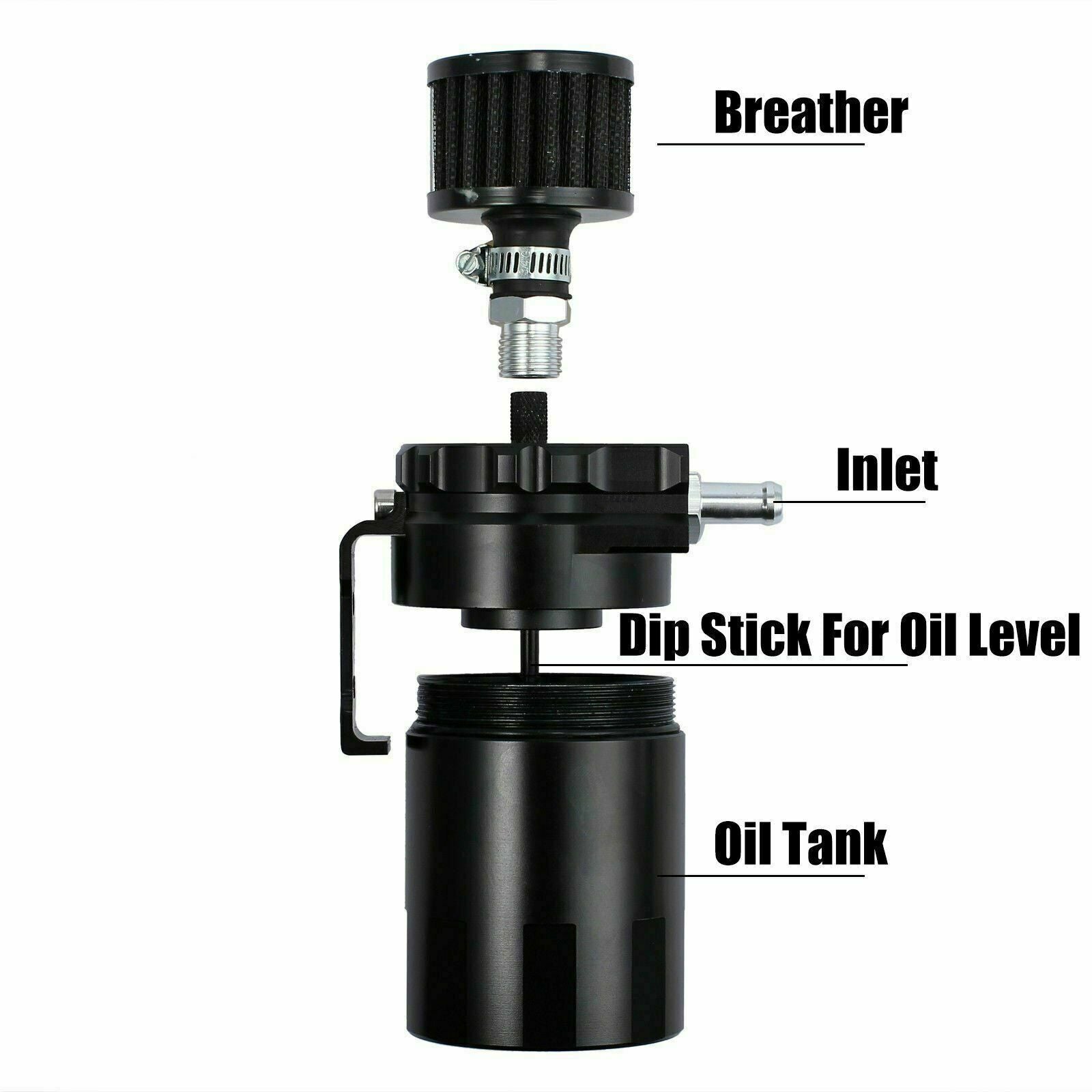 Universal Oil Catch Can Kit Reservoir Baffled Tank with Breather Filter Aluminum