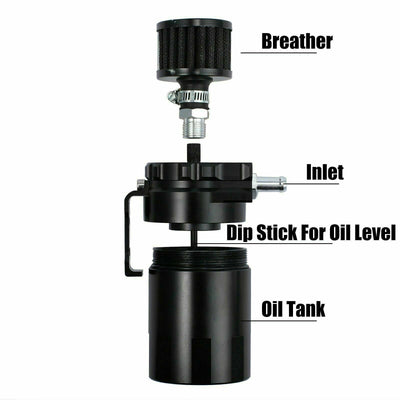 Universal Oil Catch Can Kit Reservoir Baffled Tank with Breather Filter Aluminum