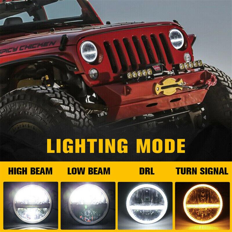 Newest 7" Round LED Headlight with Hi-Lo Beam - Perfect for Jeep Wrangler, Chevy C10 C20 - KinglyDay