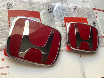 3 x Front + Rear + Steering Red Emblem Fit For HONDA CIVIC SEDAN 2016-2021