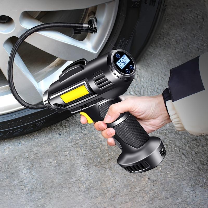 120W Portable Car Air Compressor, Wired/Wireless Handheld Car Inflatable Pump Electric,Automobiles Tire Inflator With LED Light For Car - KinglyDay