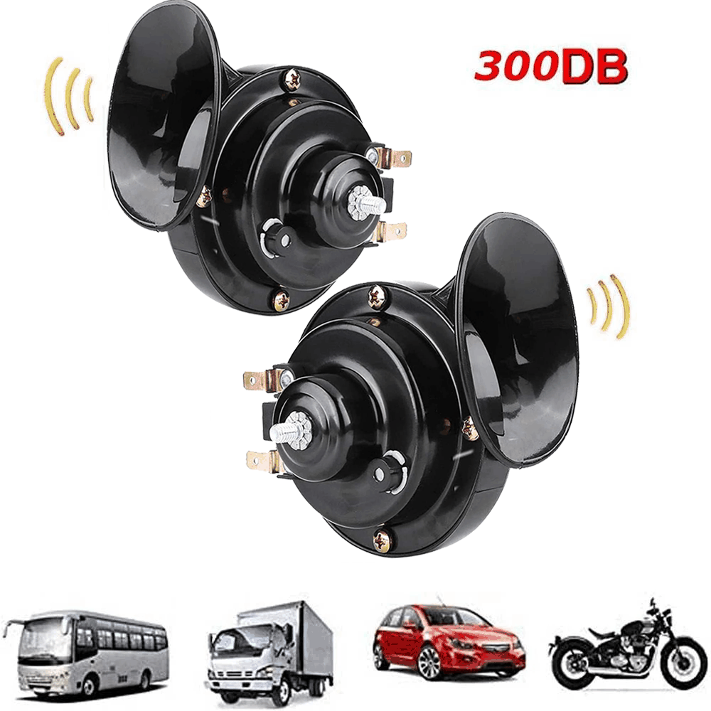 1 Pair 300DB Super Loud Train Horn for Truck Train Boat Car Air Electric Snail Single Horn Black - KinglyDay