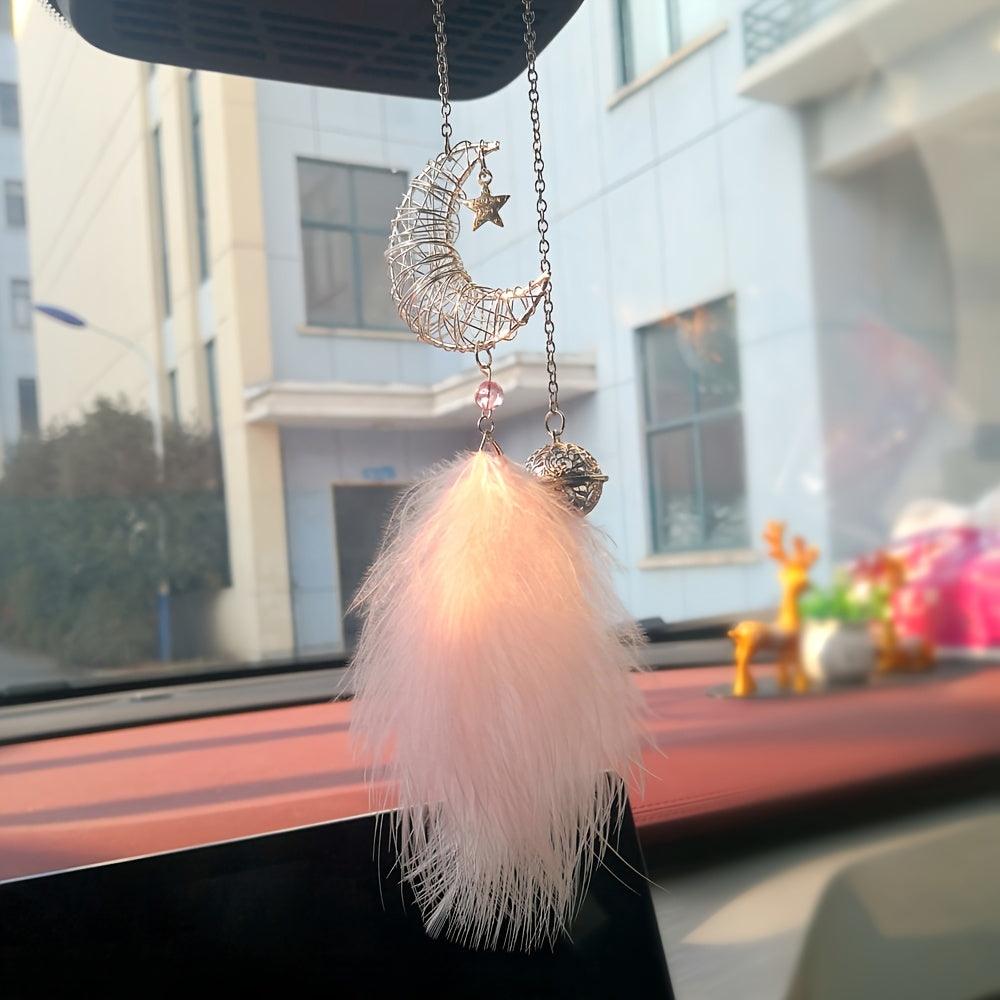 Moon Feather Hanging Decoration, Ornament For Women Charms Gift For Car Accessories - KinglyDay