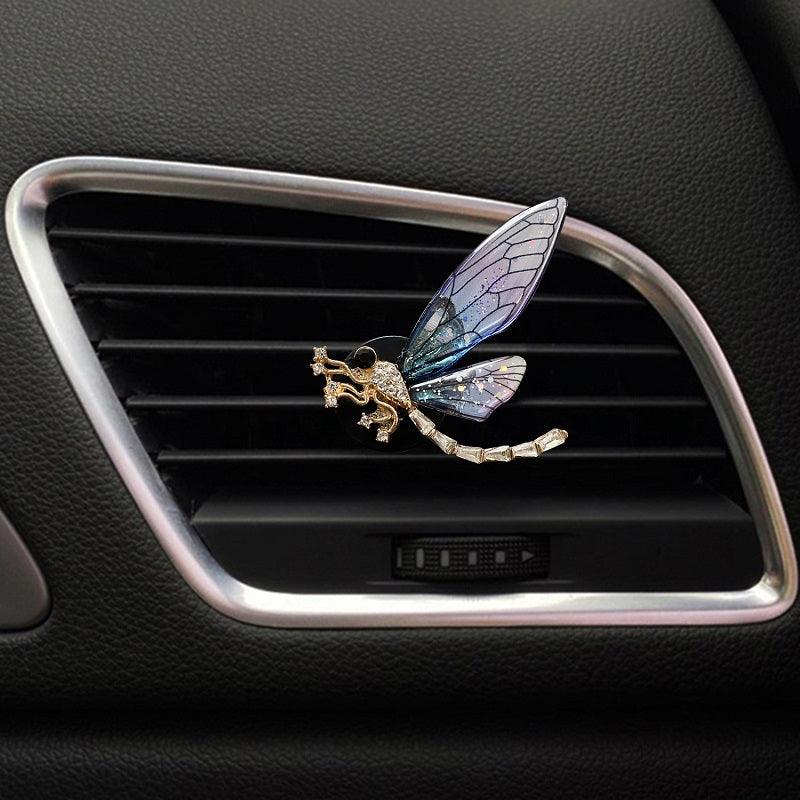 Bling Rhinestone Bee Drangonfly Air Fresheners Clips For Car Interior Decor, Car Air Vent Diffuser Clip For Women - KinglyDay