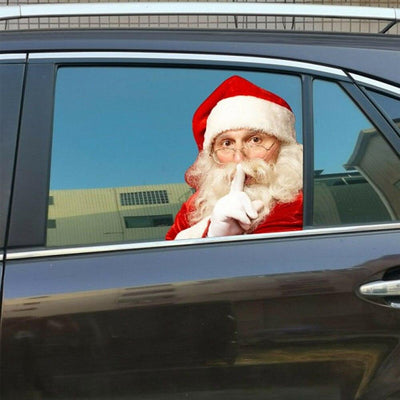 12-inch Christmas Funny Santa Car Window Stickers Santa Claus Car Glass Stickers Auto Vinyl Decal Decoration For All Car - KinglyDay
