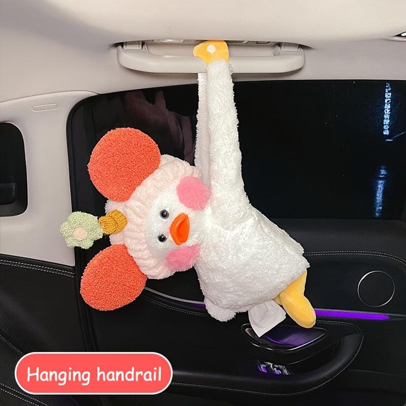 Car Tissue Box, Creative Cute Car Automotive Cartoon Headband Duck Tissue Bag Armrest Box Tissue Holder Organizer Car Accessories Women - KinglyDay