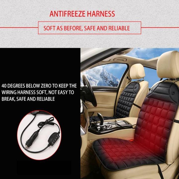 Car & SUV & Truck Seat Cushion, Black Polyester, Universal, Heated, Warm, For Winter - KinglyDay