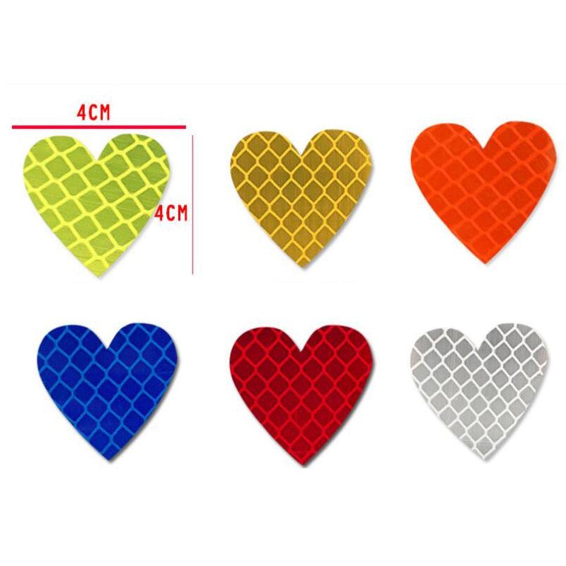 12pieces/set Heart Shape Auto Exterior Universal Safety Warning Mark Reflective Tape Motorcycle Bike Reflective Car Stickers - KinglyDay