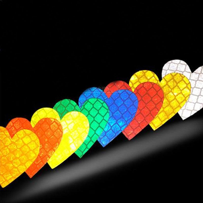 12pieces/set Heart Shape Auto Exterior Universal Safety Warning Mark Reflective Tape Motorcycle Bike Reflective Car Stickers - KinglyDay