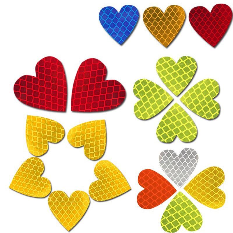 12pieces/set Heart Shape Auto Exterior Universal Safety Warning Mark Reflective Tape Motorcycle Bike Reflective Car Stickers - KinglyDay