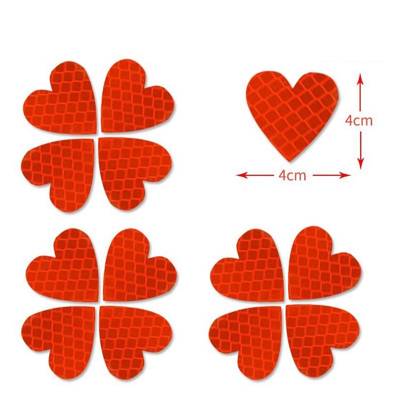 12pieces/set Heart Shape Auto Exterior Universal Safety Warning Mark Reflective Tape Motorcycle Bike Reflective Car Stickers - KinglyDay