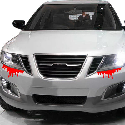 14X5cm Car Red Blood Drips Stickers Auto Halloween Theme Styling Decorative Glass Car Headlight Sticker Waterproof Bumper Decals - KinglyDay