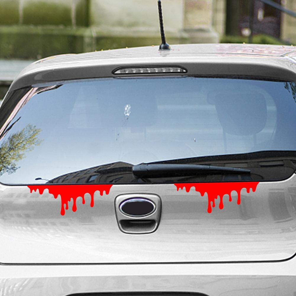 14X5cm Car Red Blood Drips Stickers Auto Halloween Theme Styling Decorative Glass Car Headlight Sticker Waterproof Bumper Decals - KinglyDay