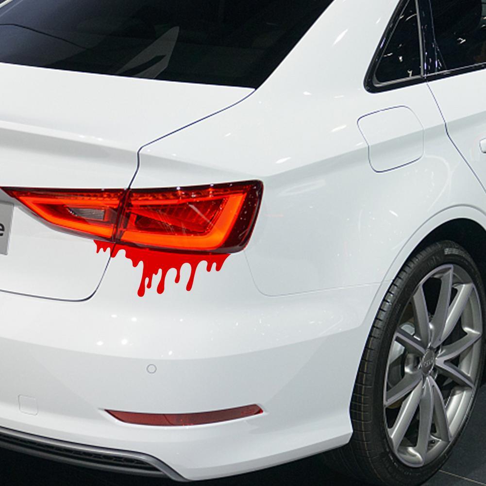 14X5cm Car Red Blood Drips Stickers Auto Halloween Theme Styling Decorative Glass Car Headlight Sticker Waterproof Bumper Decals - KinglyDay