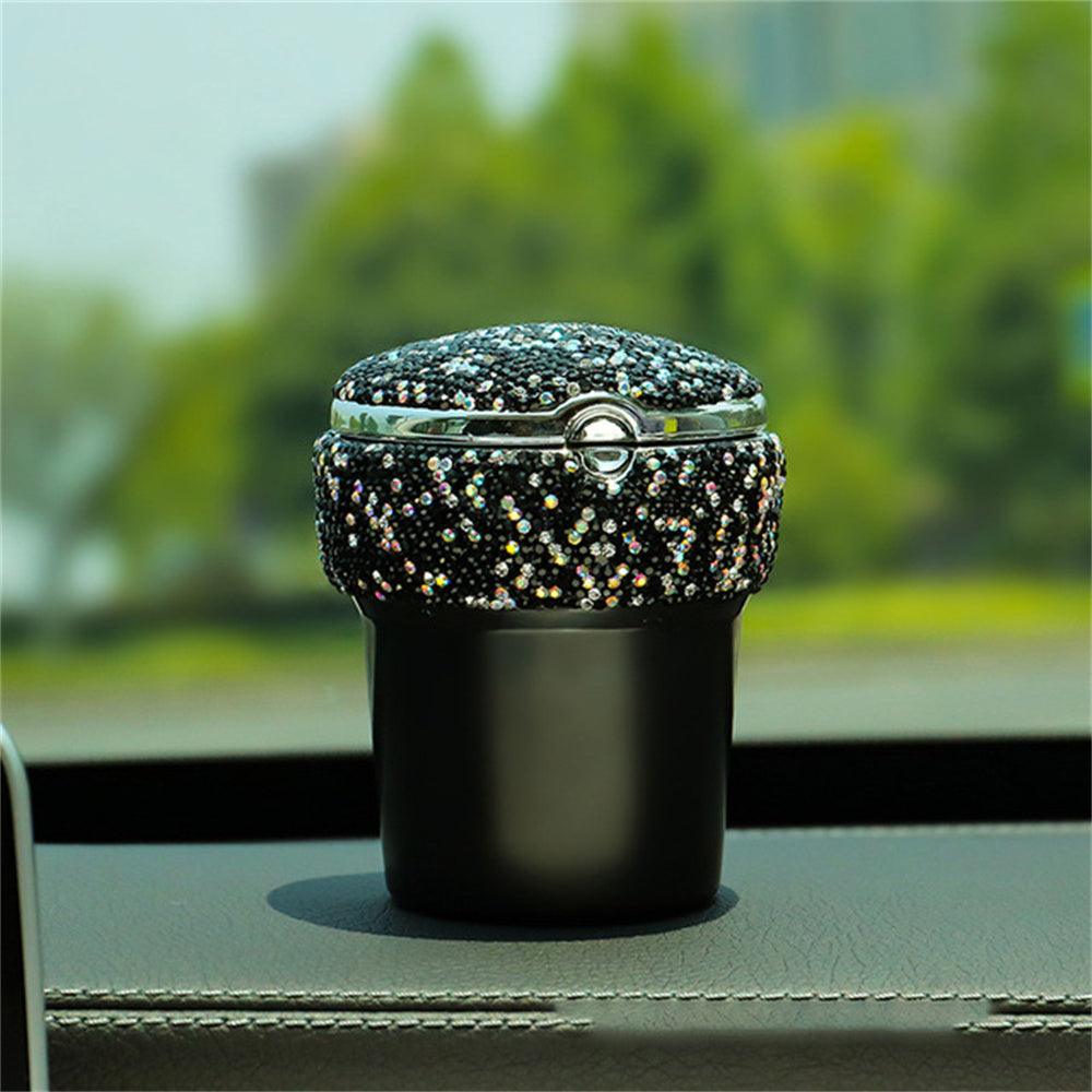 Car Ashtray With LED Light, Diamond Cigar Cigarette Ash Tray Smoke Cup Holder, Car Accessories Interior For Women - KinglyDay