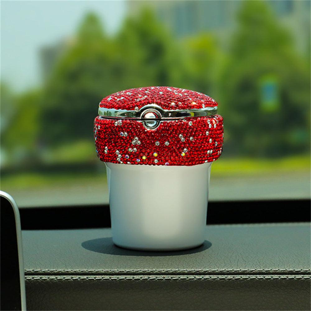 Car Ashtray With LED Light, Diamond Cigar Cigarette Ash Tray Smoke Cup Holder, Car Accessories Interior For Women - KinglyDay