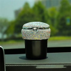 Car Ashtray With LED Light, Diamond Cigar Cigarette Ash Tray Smoke Cup Holder, Car Accessories Interior For Women - KinglyDay