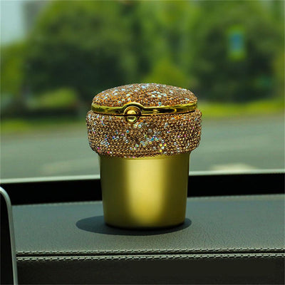 Car Ashtray With LED Light, Diamond Cigar Cigarette Ash Tray Smoke Cup Holder, Car Accessories Interior For Women - KinglyDay