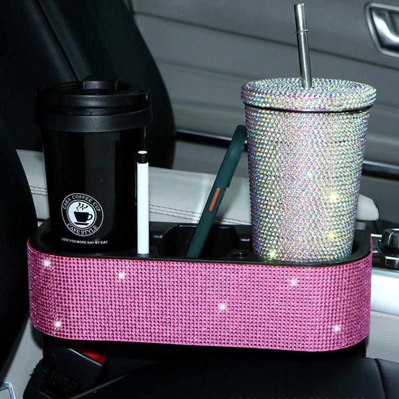 Artificial Diamond Inlaid Car Seat Seam Storage Box, Multi-functional Slot Storage Box Full Bore Cup Holder Storage Box For Women Girls - KinglyDay