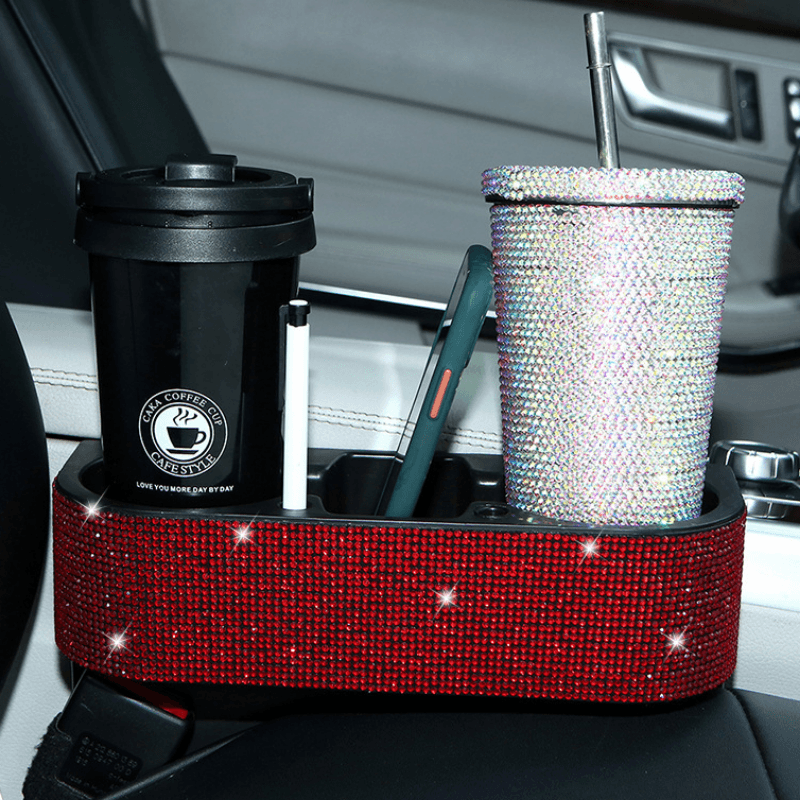 Artificial Diamond Inlaid Car Seat Seam Storage Box, Multi-functional Slot Storage Box Full Bore Cup Holder Storage Box For Women Girls - KinglyDay