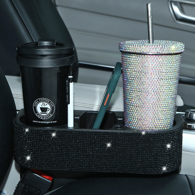 Artificial Diamond Inlaid Car Seat Seam Storage Box, Multi-functional Slot Storage Box Full Bore Cup Holder Storage Box For Women Girls - KinglyDay