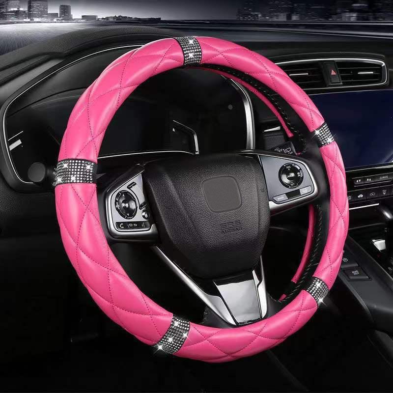 Car Steering Wheel Cover Diamond-encrusted Women's Summer Cute Four Seasons Universal Net Red New Steering Wheel Cover - KinglyDay