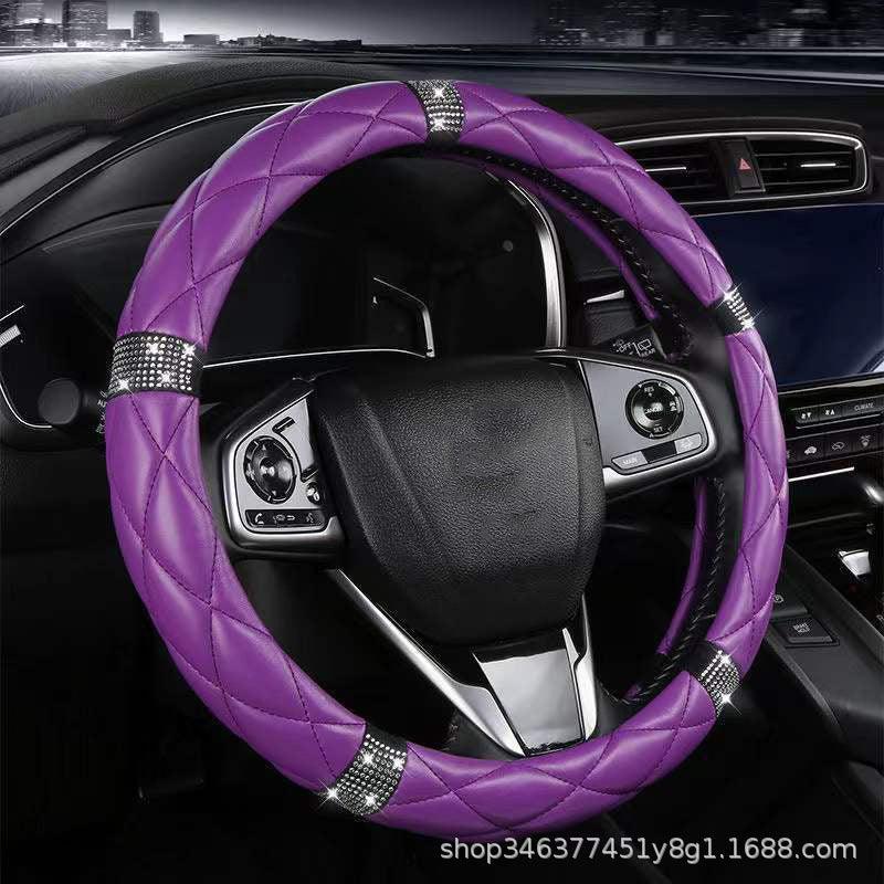 Car Steering Wheel Cover Diamond-encrusted Women's Summer Cute Four Seasons Universal Net Red New Steering Wheel Cover - KinglyDay