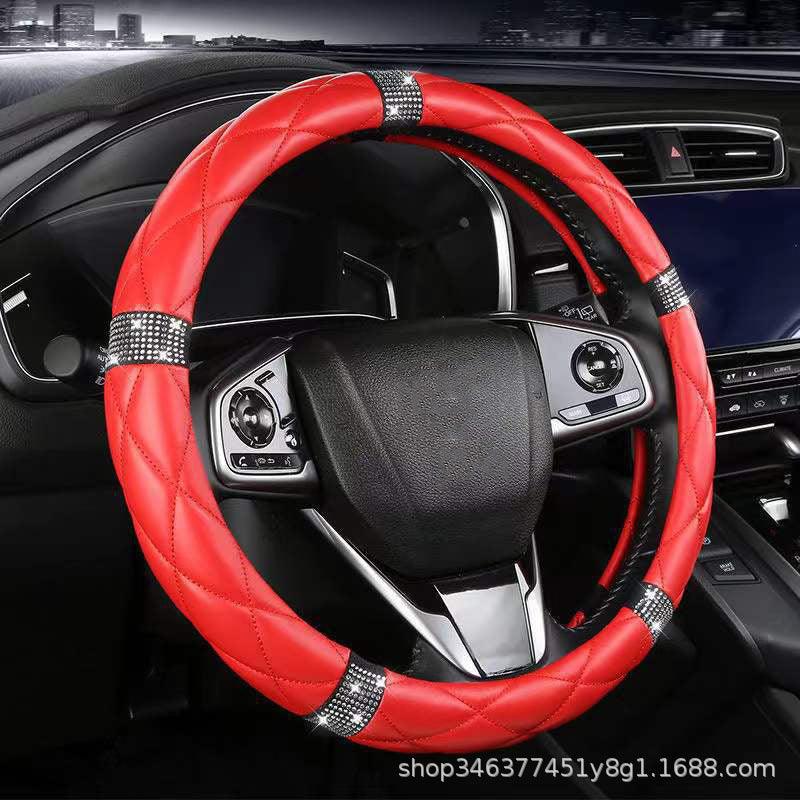 Car Steering Wheel Cover Diamond-encrusted Women's Summer Cute Four Seasons Universal Net Red New Steering Wheel Cover - KinglyDay