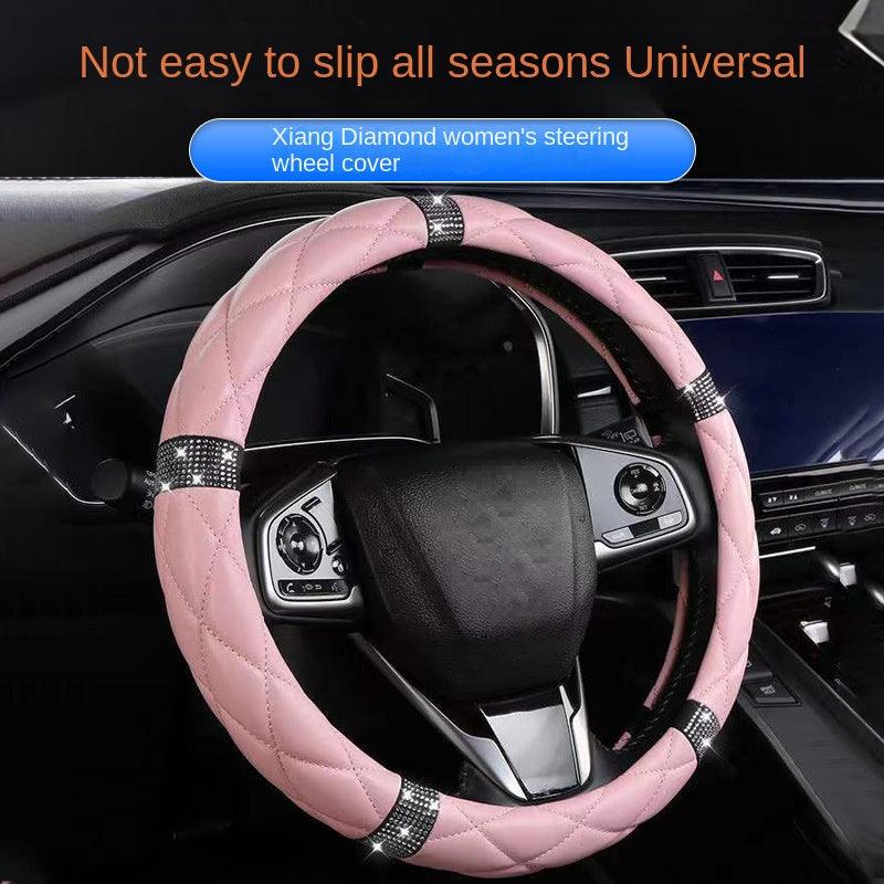 Car Steering Wheel Cover Diamond-encrusted Women's Summer Cute Four Seasons Universal Net Red New Steering Wheel Cover - KinglyDay