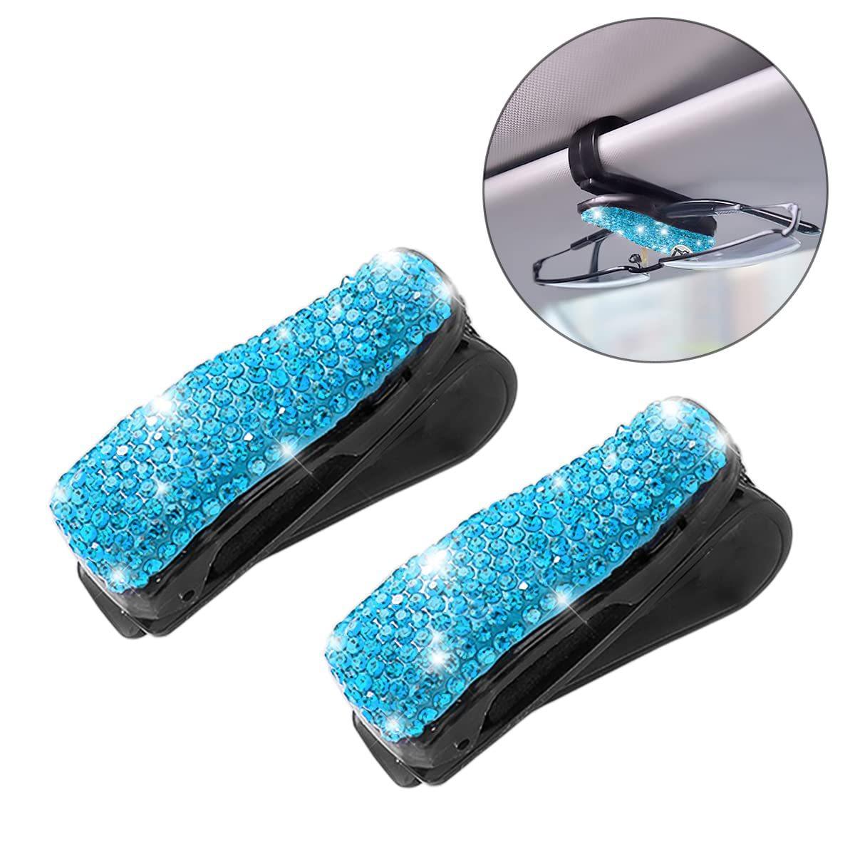 Car Artificial Diamond Glasses Clip, Sunglasses Holder Polymer Clay Car Sun Plate Clip Inside Interior Modification Supplies Female For Gift - KinglyDay