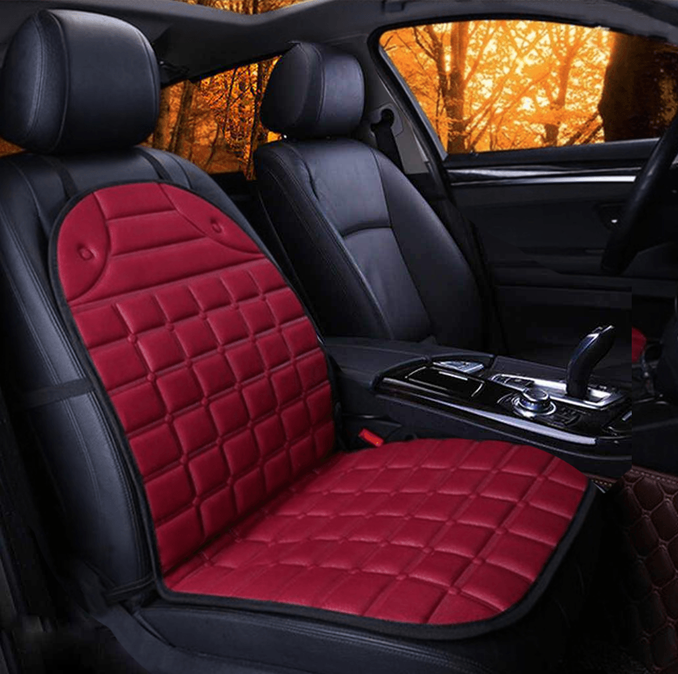 Car & SUV & Truck Seat Cushion, Black Polyester, Universal, Heated, Warm, For Winter - KinglyDay