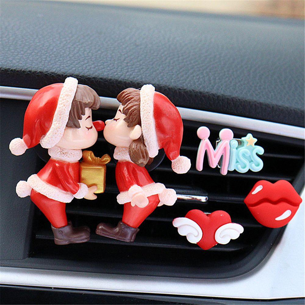 1PC Christmas Lovely Couple Girl Boy Car Air Vent Freshener Essential Oil Perfume Clip Scent Aromas Diffuser Auto Interior Decor - KinglyDay