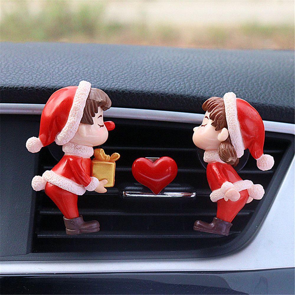 1PC Christmas Lovely Couple Girl Boy Car Air Vent Freshener Essential Oil Perfume Clip Scent Aromas Diffuser Auto Interior Decor - KinglyDay