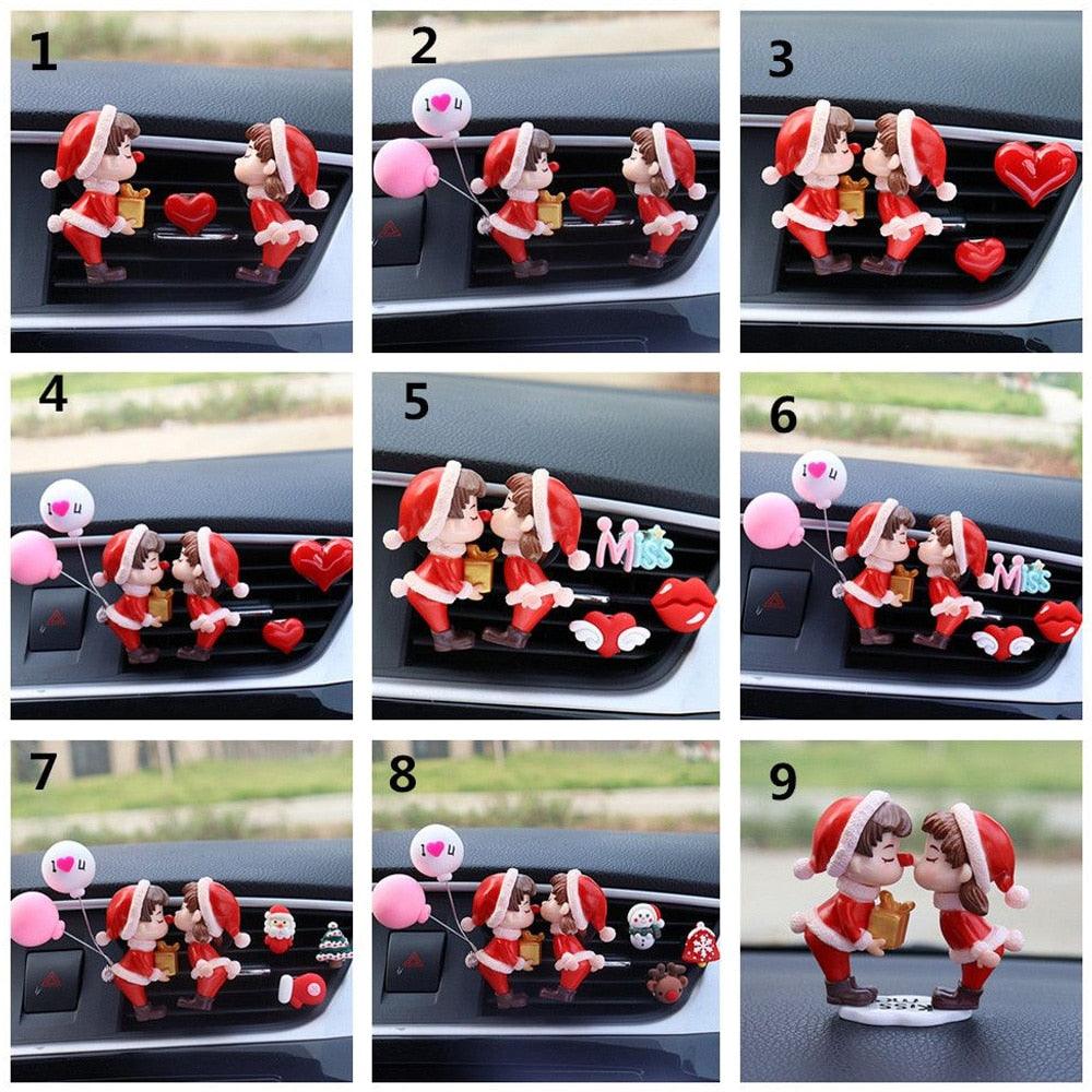 1PC Christmas Lovely Couple Girl Boy Car Air Vent Freshener Essential Oil Perfume Clip Scent Aromas Diffuser Auto Interior Decor - KinglyDay