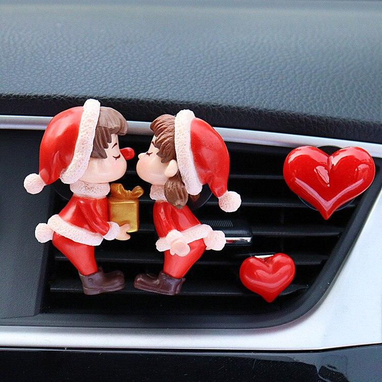 1PC Christmas Lovely Couple Girl Boy Car Air Vent Freshener Essential Oil Perfume Clip Scent Aromas Diffuser Auto Interior Decor - KinglyDay